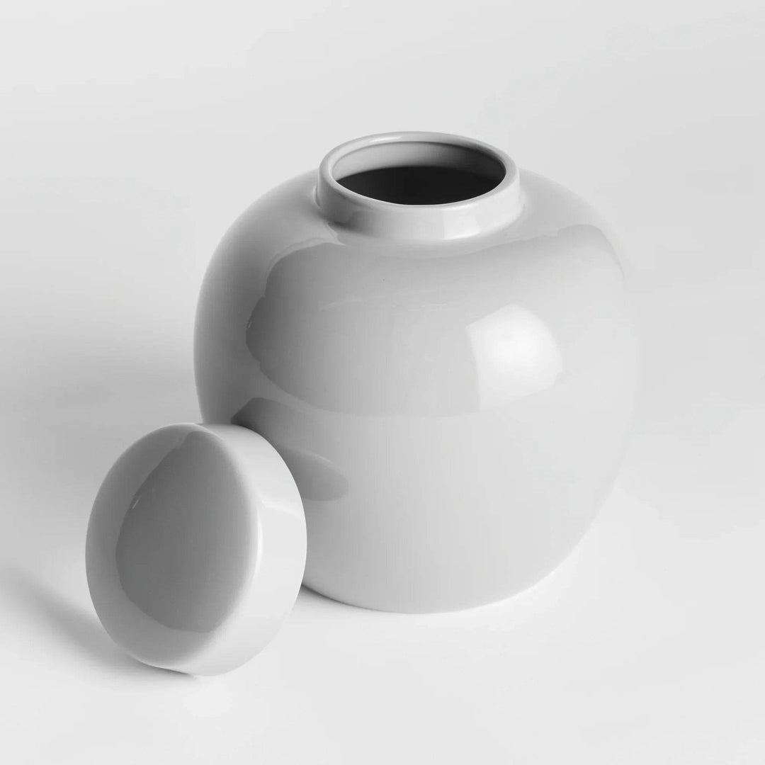 Lili White Ceramic Ginger Jar - High Gloss Decor Piece