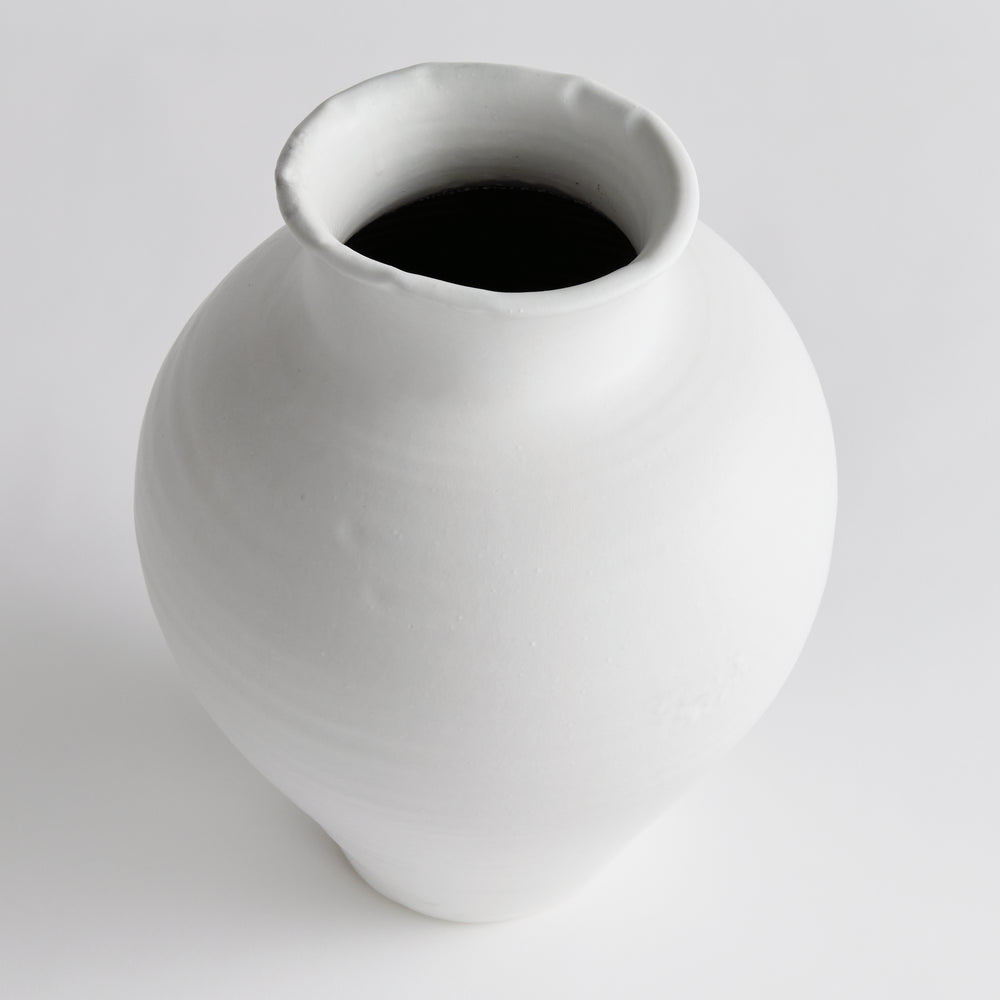 Hand Thrown Large Terracotta Vase Matte White Glaze Accent