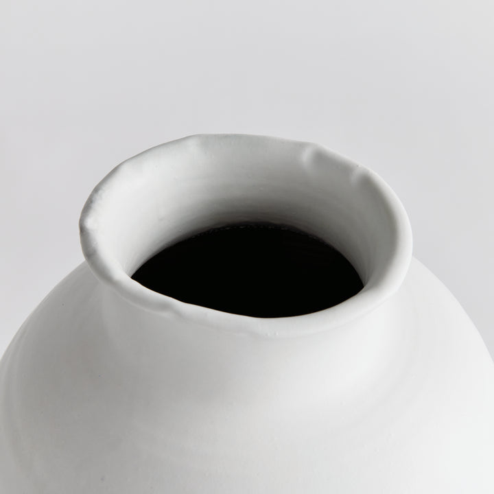 Hand Thrown Large Terracotta Vase Matte White Glaze Accent