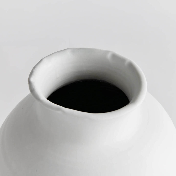 Hand Thrown Large Terracotta Vase Matte White Glaze Accent