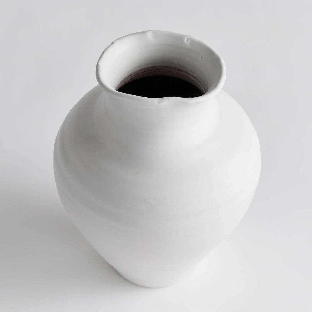 Medium White Terracotta Vase Matte Glaze Hand Thrown Pottery