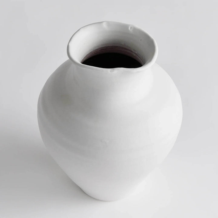 Medium White Terracotta Vase Matte Glaze Hand Thrown Pottery