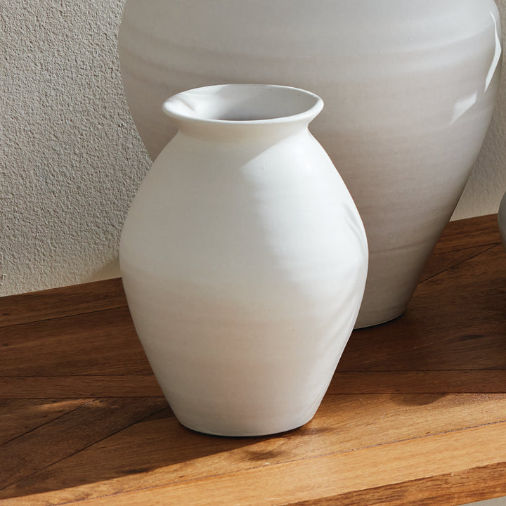 Small White Hand Thrown Terracotta Vase Matte Glaze Accent