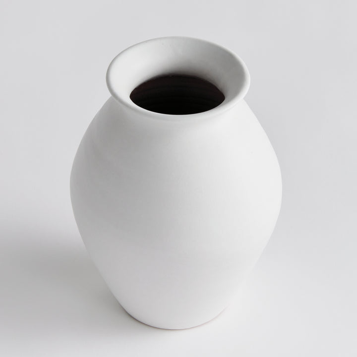 Small White Hand Thrown Terracotta Vase Matte Glaze Accent