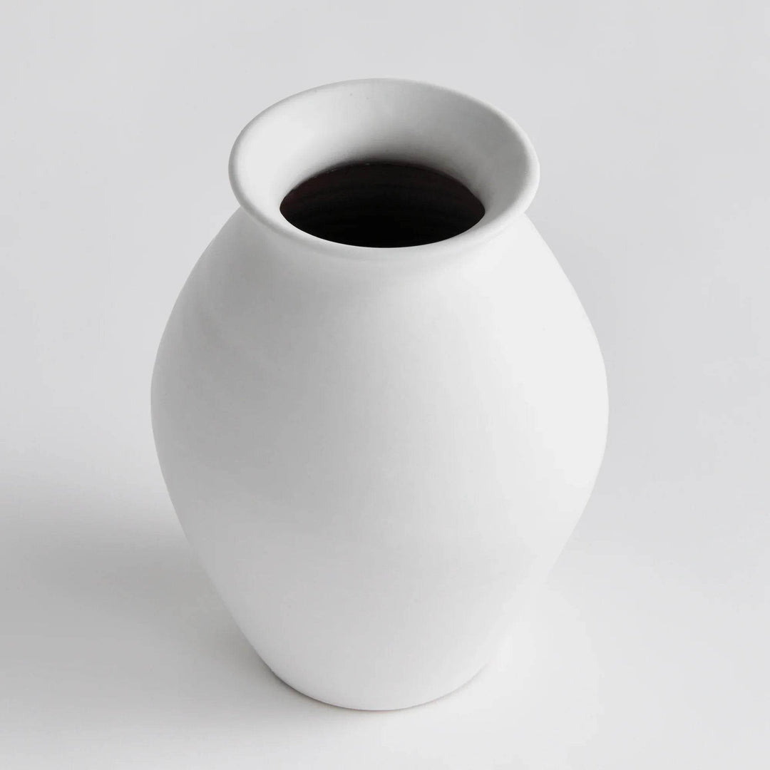 Small White Hand Thrown Terracotta Vase Matte Glaze Accent