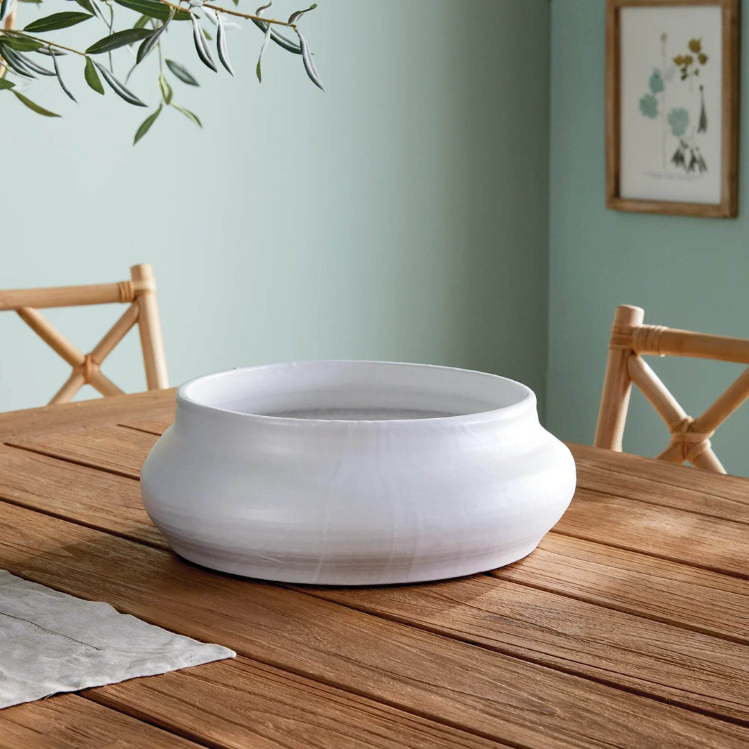 Hand Thrown White Terracotta Bowl Matte Glaze Decorative Accent