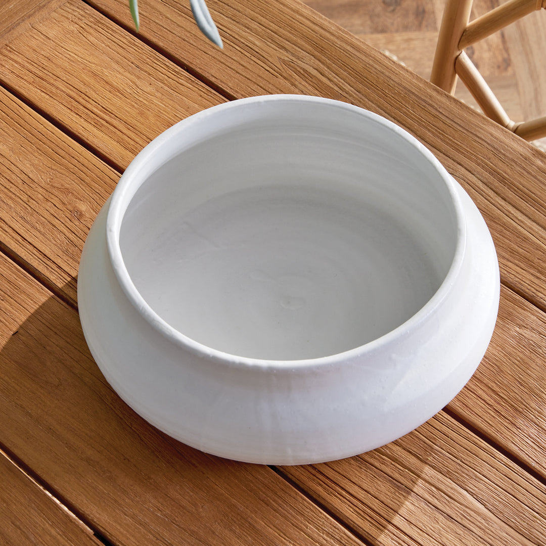 Hand Thrown White Terracotta Bowl Matte Glaze Decorative Accent