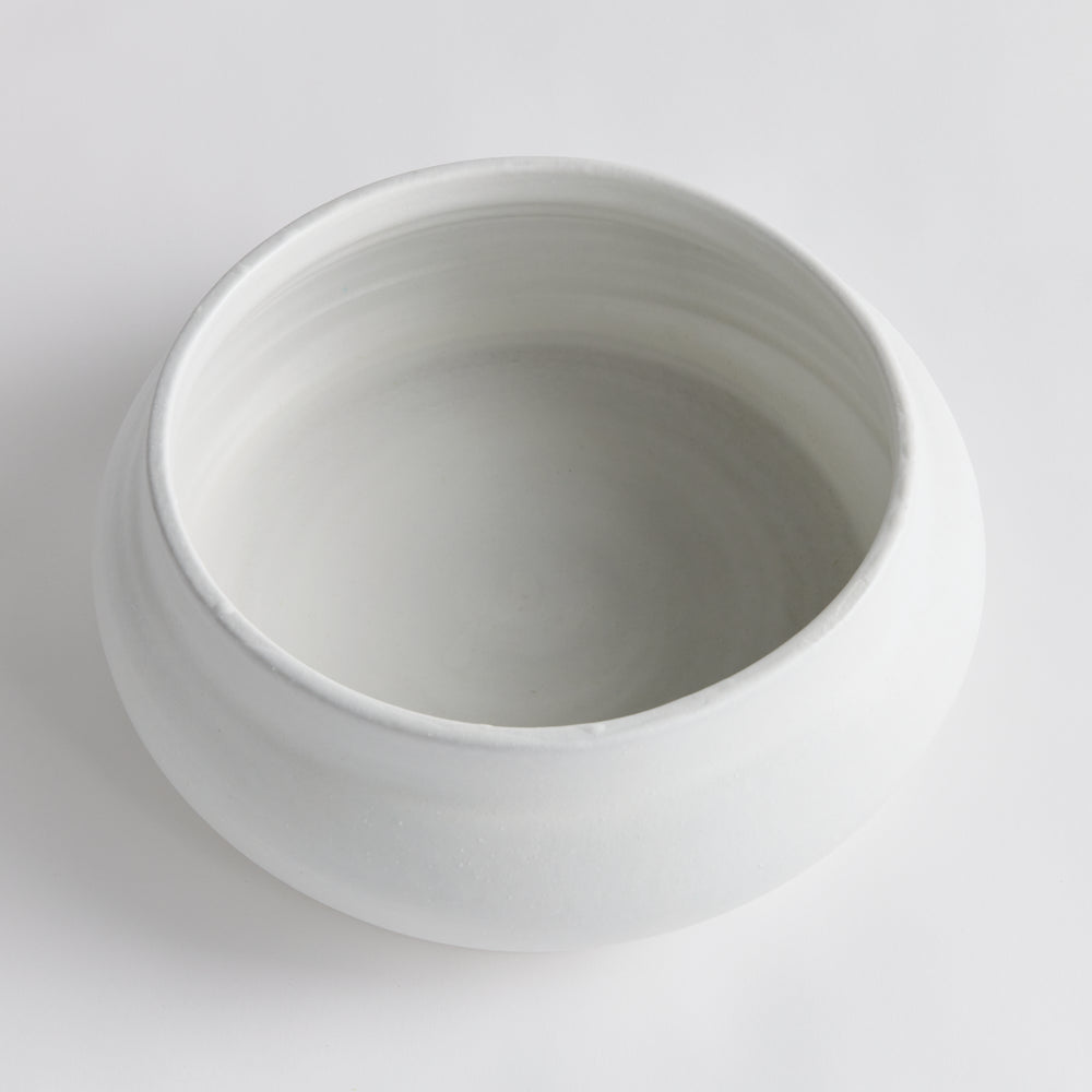 Hand Thrown White Terracotta Bowl Matte Glaze Decorative Accent