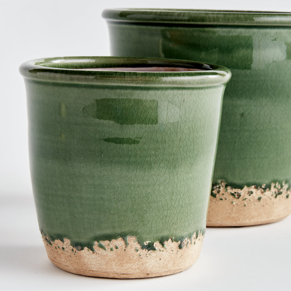 Handcrafted Terracotta Planter Pot Set with Crackled Glaze