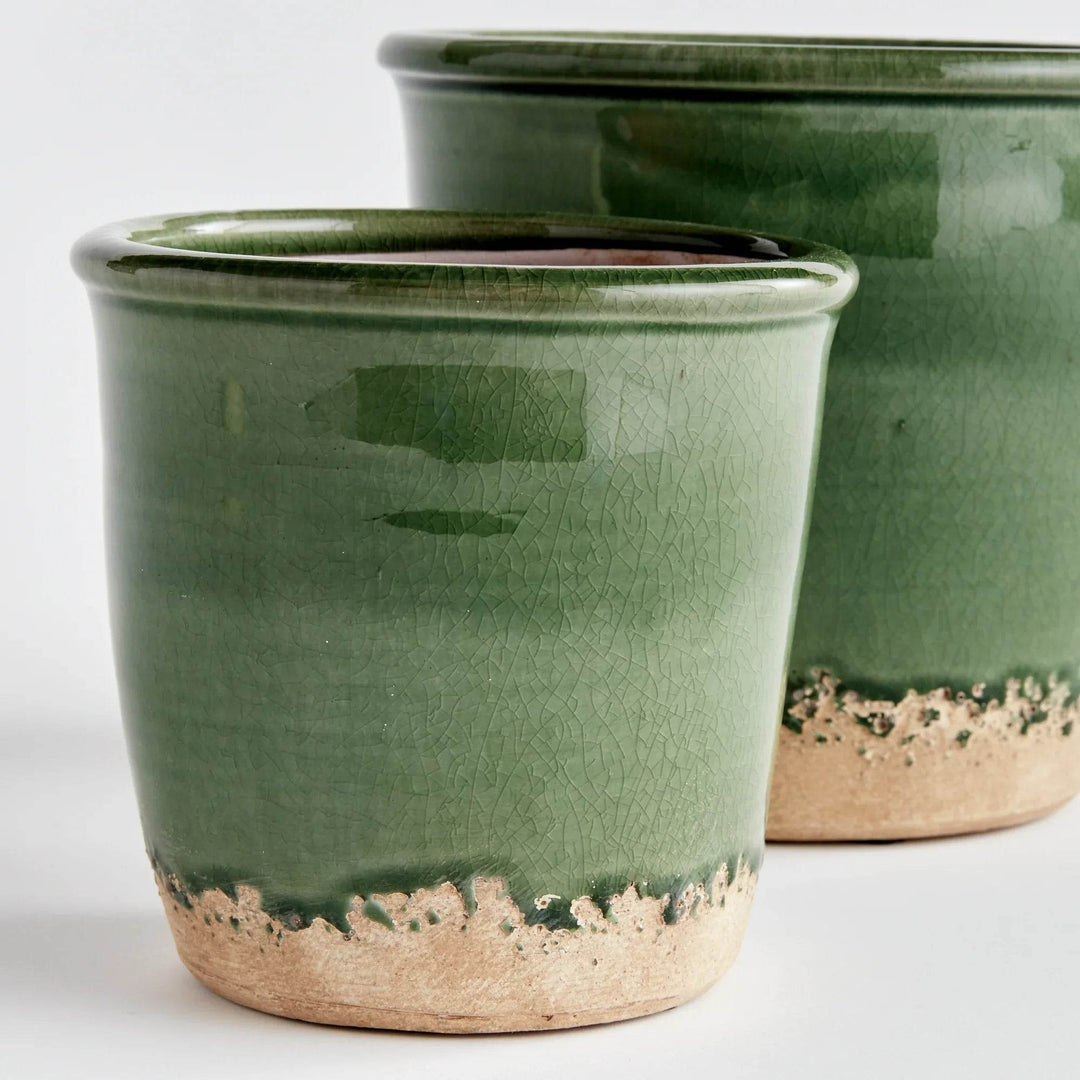 Handcrafted Terracotta Planter Pot Set with Crackled Glaze