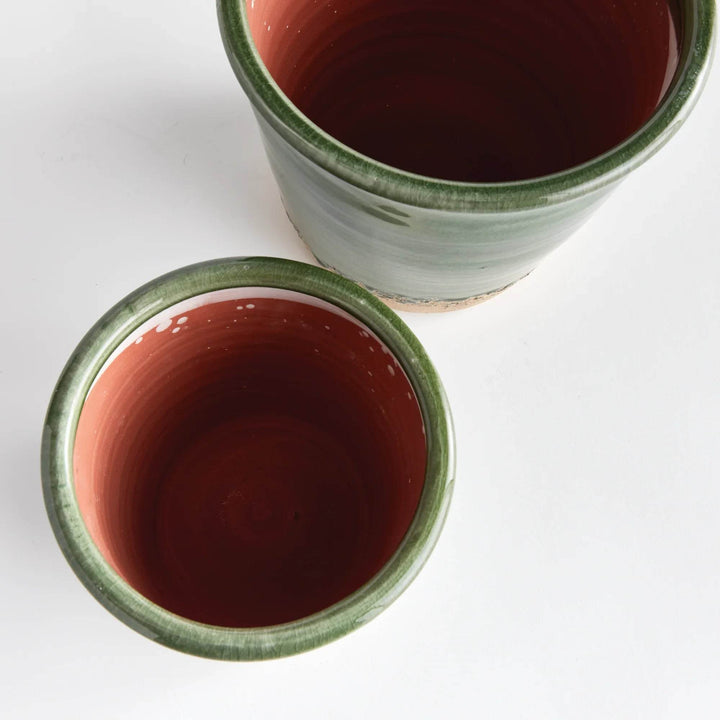 Handcrafted Terracotta Planter Pot Set with Crackled Glaze