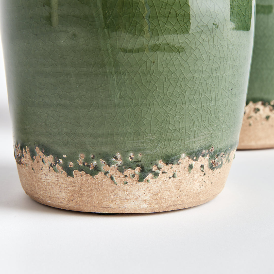 Handcrafted Terracotta Planter Pot Set with Crackled Glaze