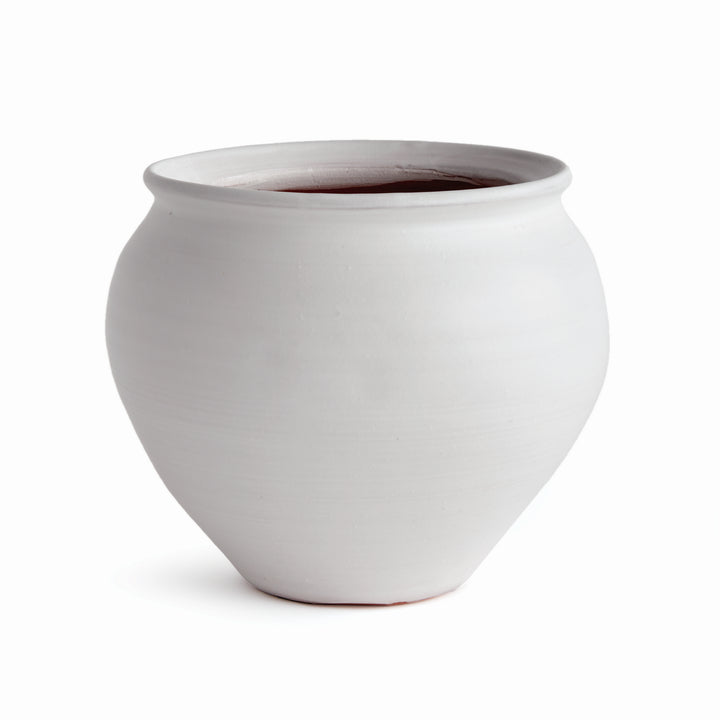 Large Hand-Thrown White Terracotta Drum Vase