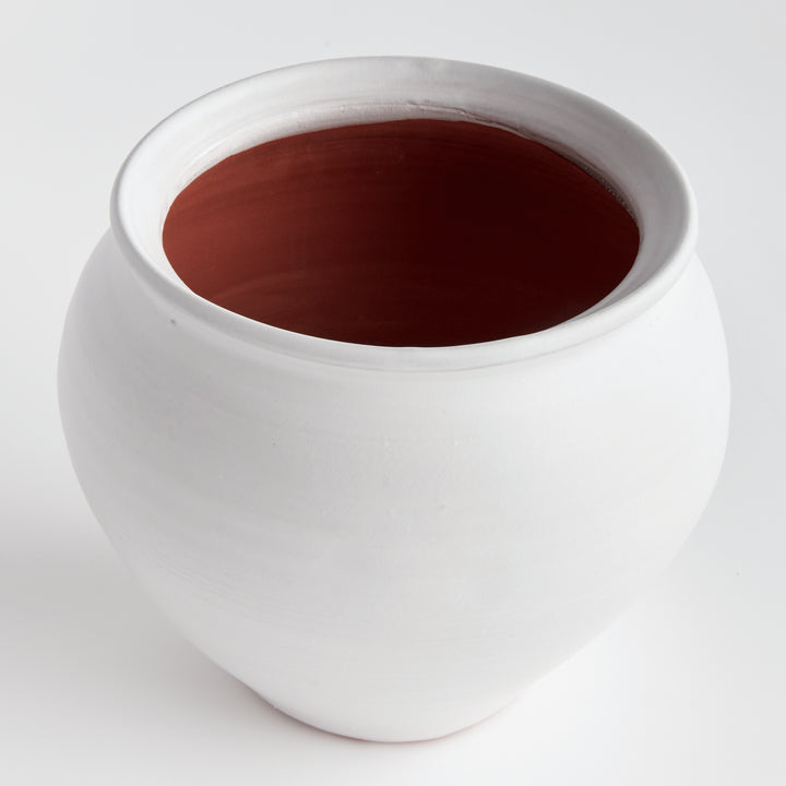 Large Hand-Thrown White Terracotta Drum Vase