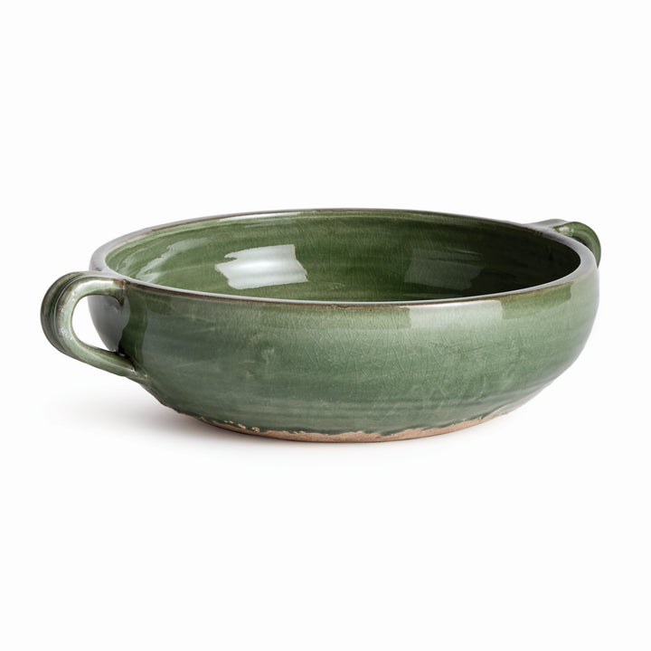 Handcrafted Terracotta Decorative Bowl with Verdant Glaze