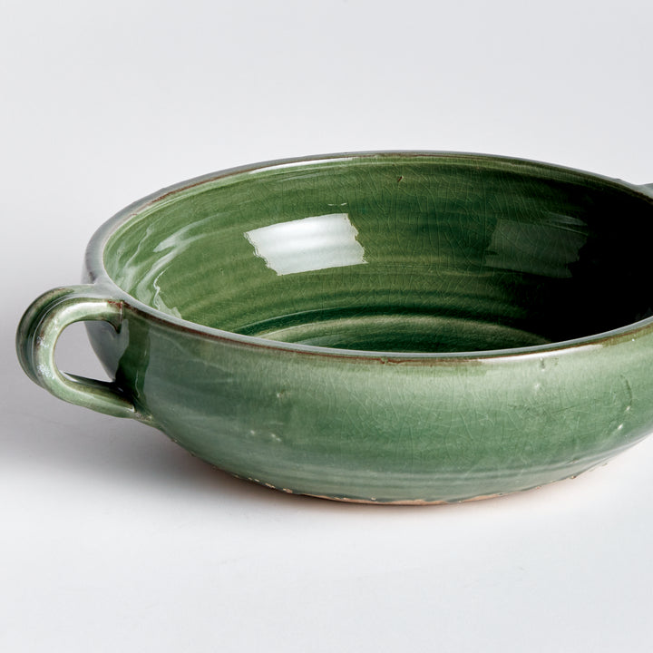 Handcrafted Terracotta Decorative Bowl with Verdant Glaze