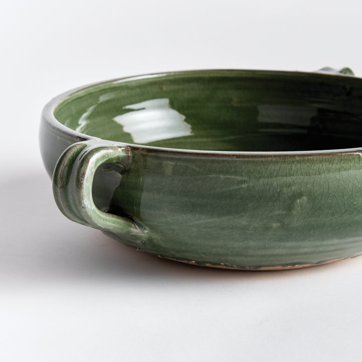 Handcrafted Terracotta Decorative Bowl with Verdant Glaze