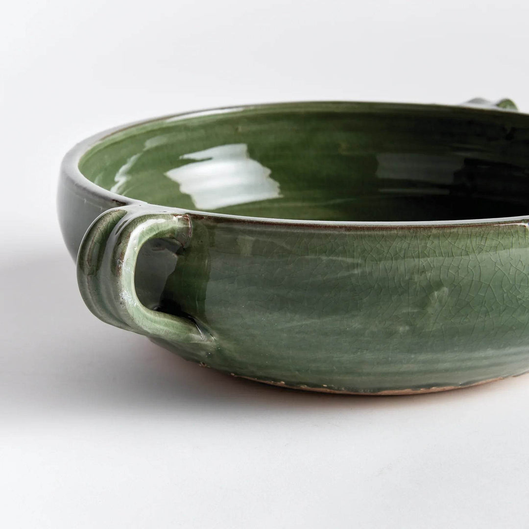 Handcrafted Terracotta Decorative Bowl with Verdant Glaze