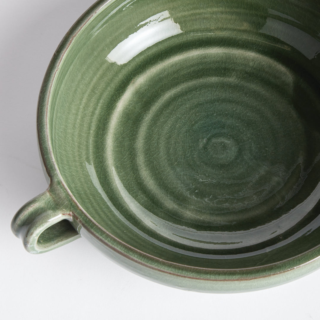 Handcrafted Terracotta Decorative Bowl with Verdant Glaze