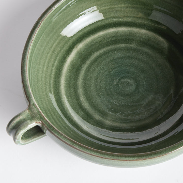 Handcrafted Terracotta Decorative Bowl with Verdant Glaze