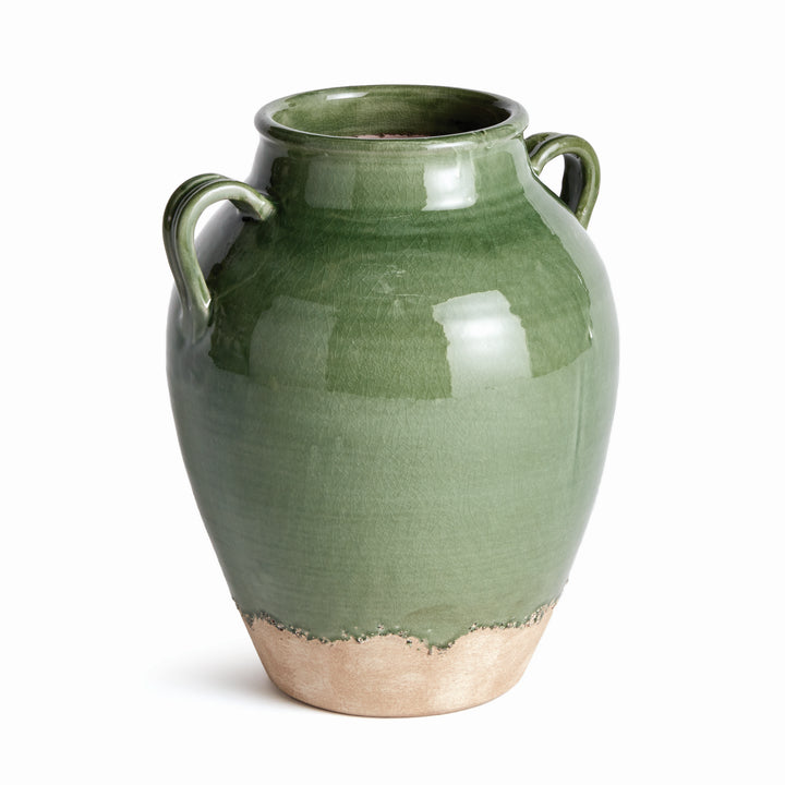 Handcrafted Terracotta Vase with Verdant Crackled Glaze