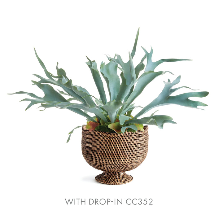 Burma Brown Rattan Footed Cache Planter Pot