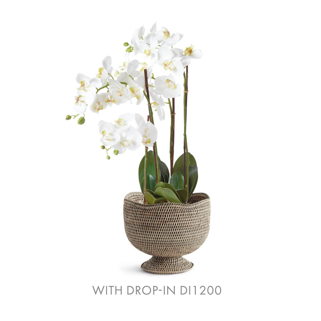 Handwoven Graywash Burma Rattan Footed Cachepot