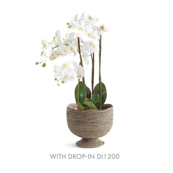 Handwoven Graywash Burma Rattan Footed Cachepot