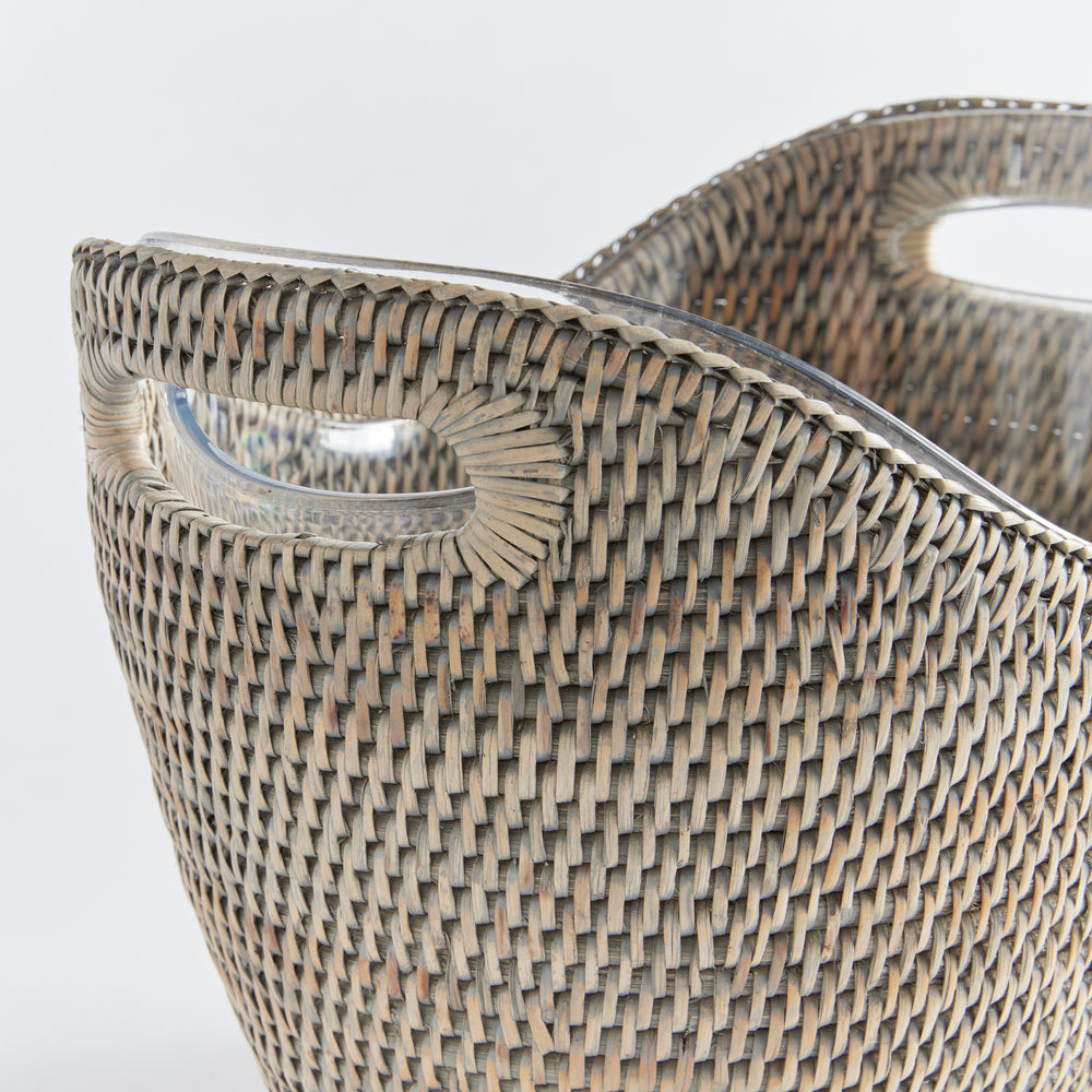 Burma Gray Wash Rattan Beverage Tub