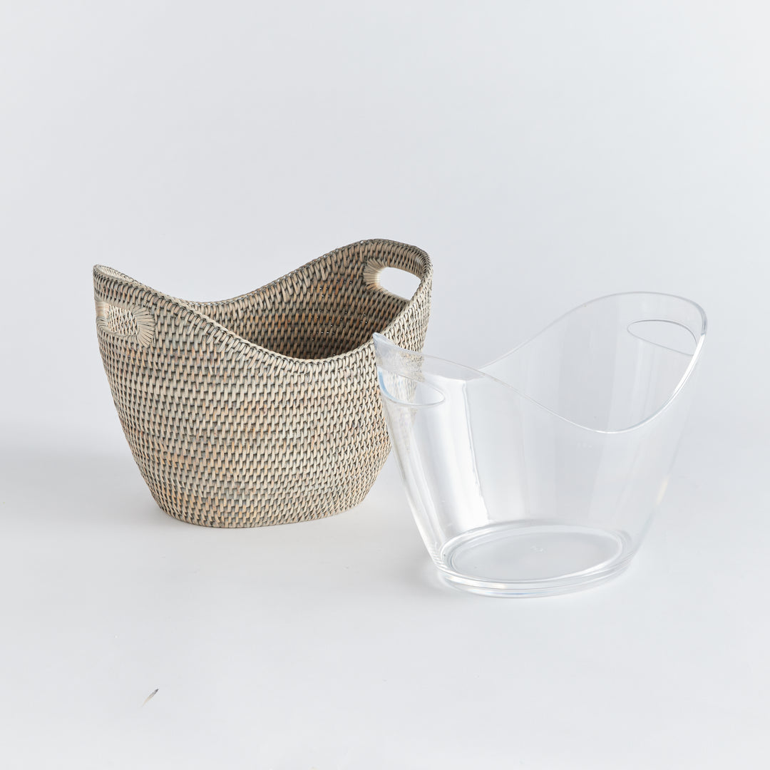 Burma Gray Wash Rattan Beverage Tub