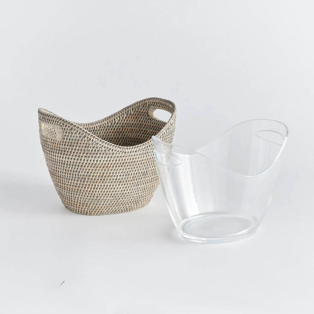 Burma Gray Wash Rattan Beverage Tub