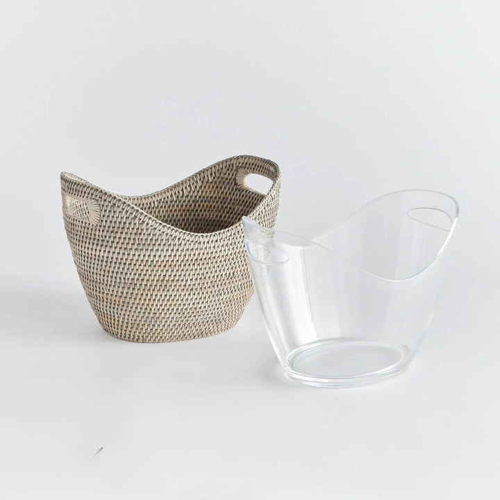 Burma Gray Wash Rattan Beverage Tub