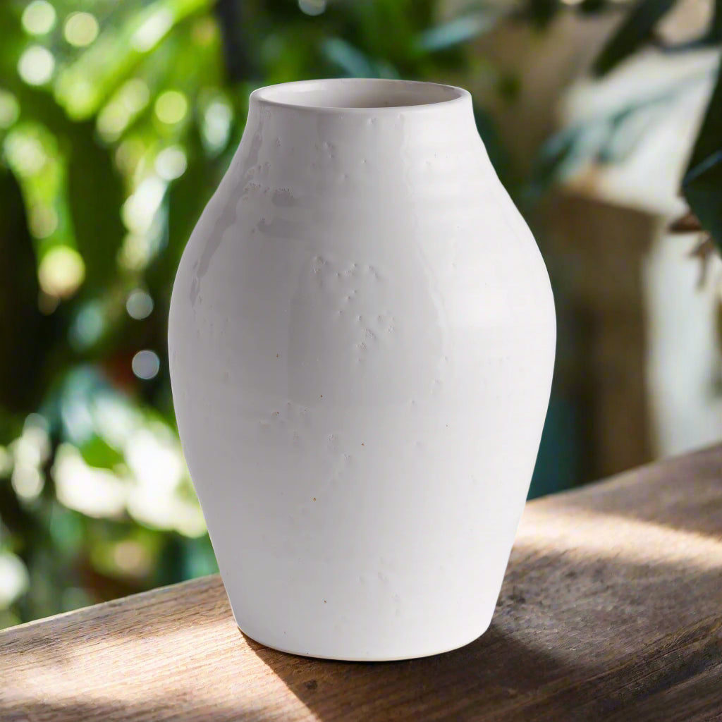 Large Handmade White Terracotta Decorative Vase