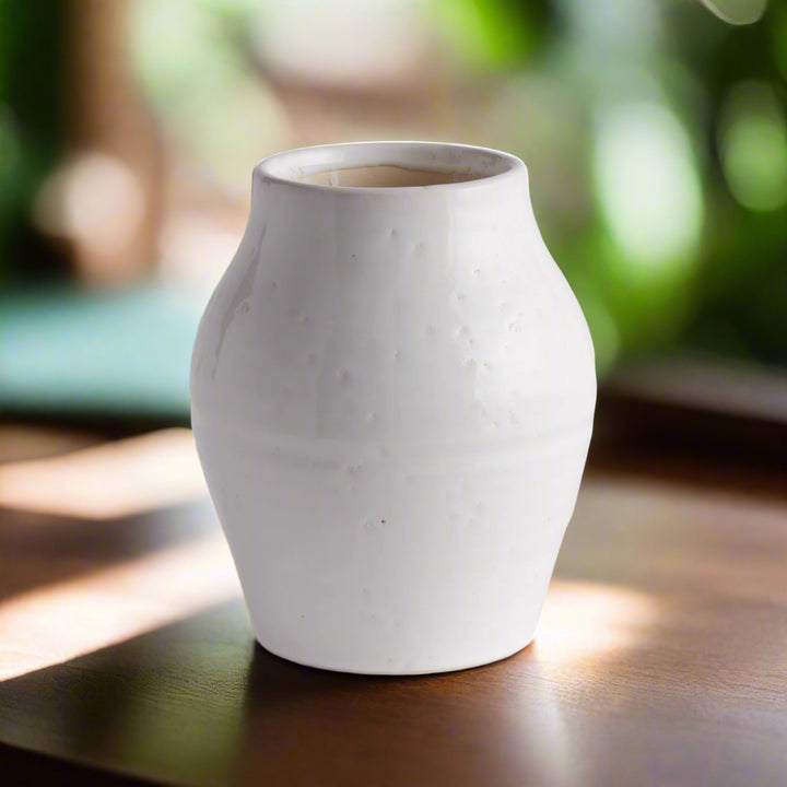 Small Hand Thrown White Terracotta Decorative Vase