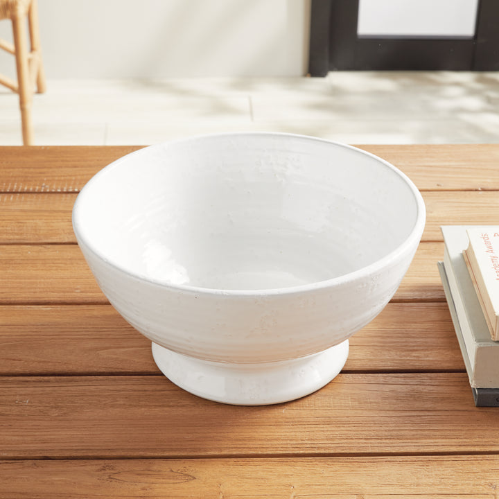 Large Hand Thrown White Terracotta Decorative Bowl