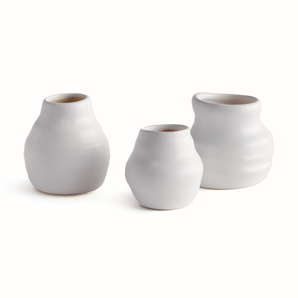 Handcrafted Matte White Terracotta Bud Vase Set