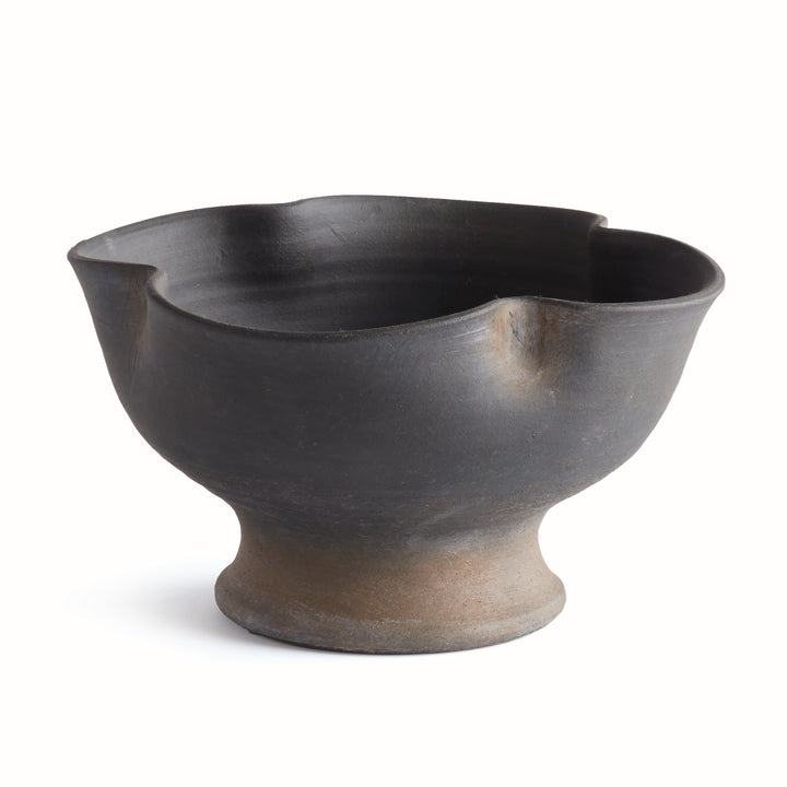 Large Black Decorative Bowl with Handcrafted Terracotta Design