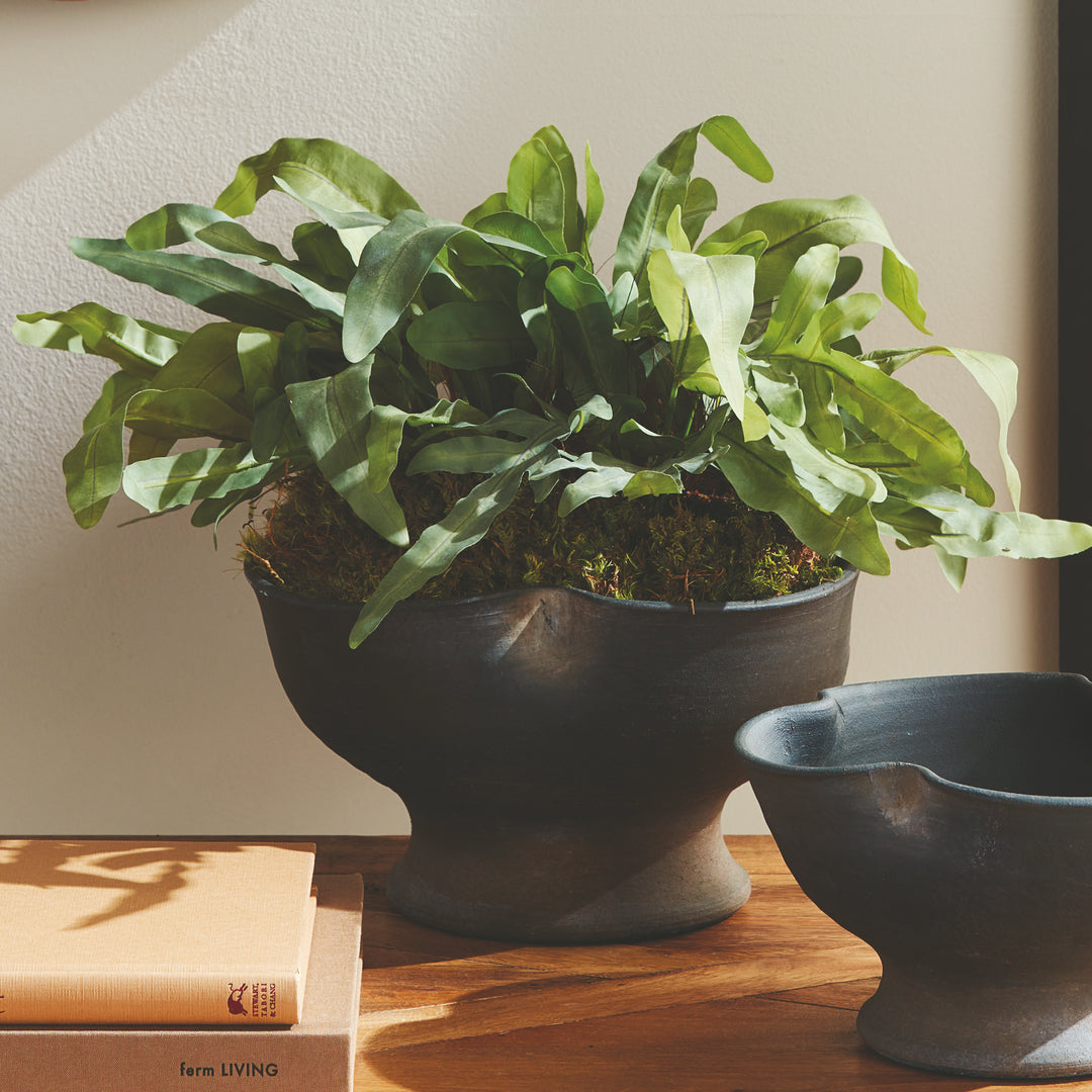 Large Black Decorative Bowl with Handcrafted Terracotta Design