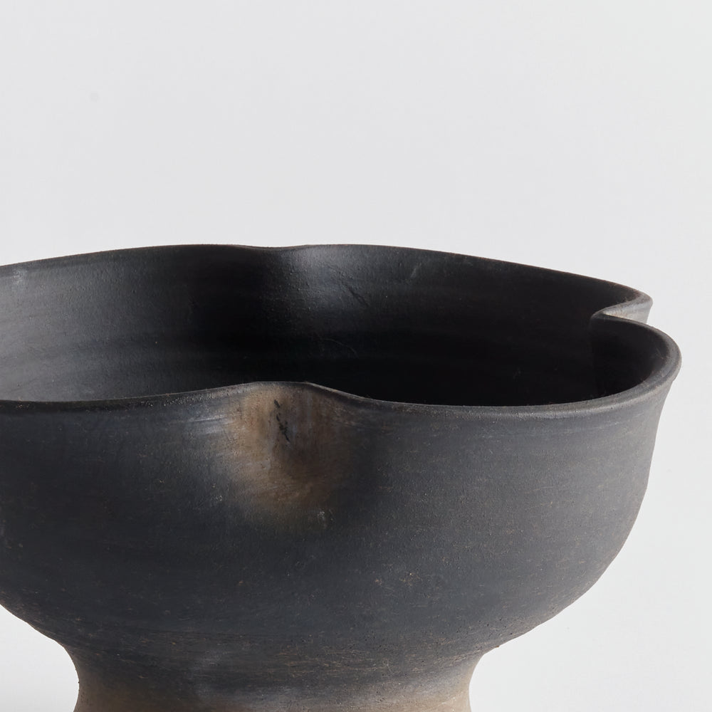 Large Black Decorative Bowl with Handcrafted Terracotta Design