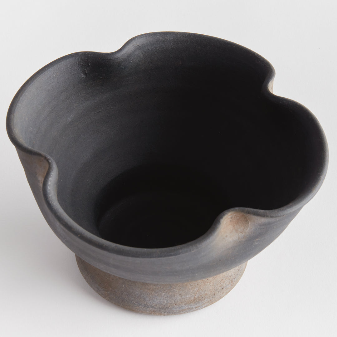 Small Black Terracotta Bowl with Artisan Matte Finish