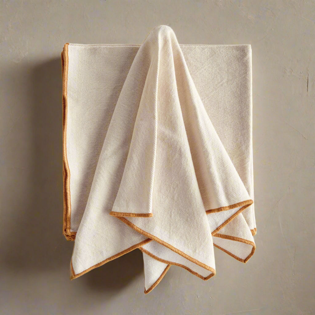 Set of 4 Soft Ochre Cotton Dinner Napkins