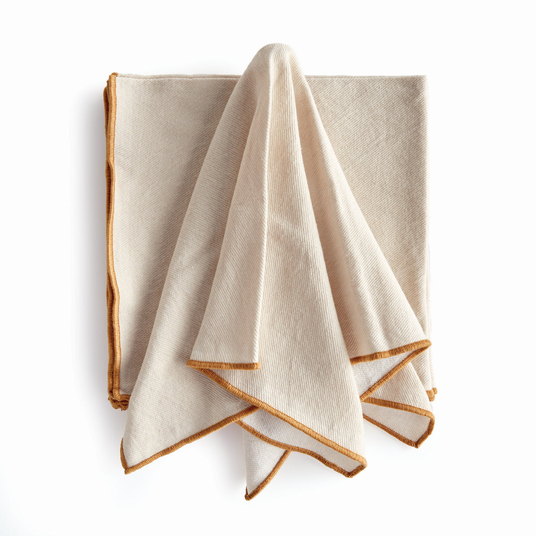 Set of 4 Soft Ochre Cotton Dinner Napkins