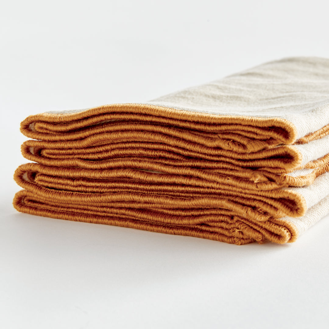 Set of 4 Soft Ochre Cotton Dinner Napkins