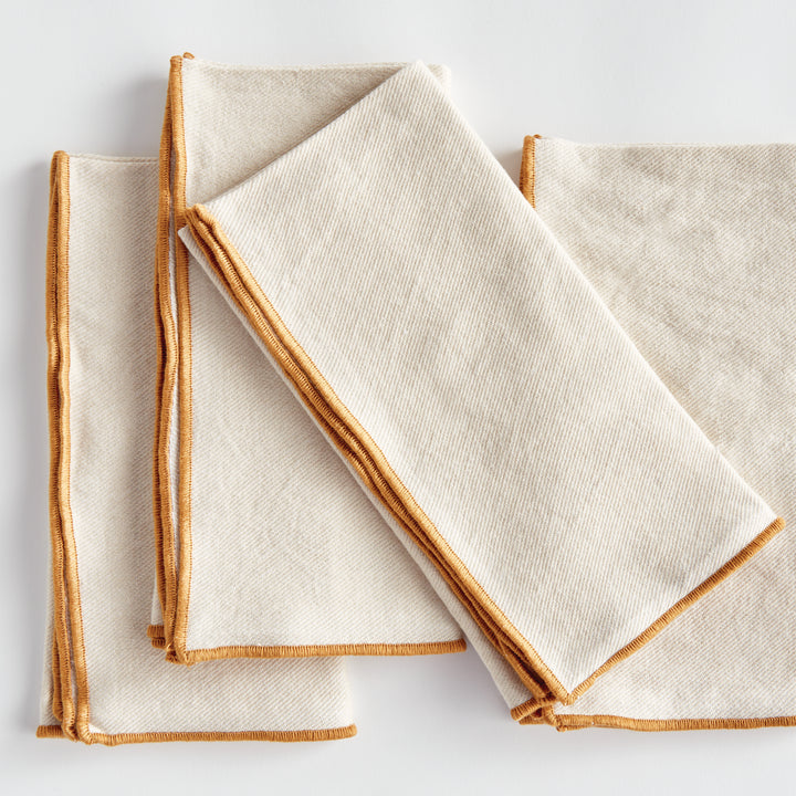 Set of 4 Soft Ochre Cotton Dinner Napkins