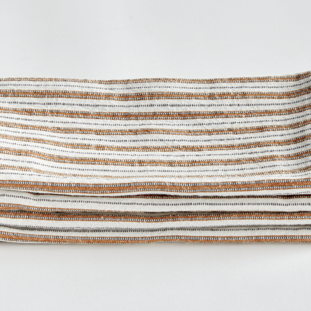 Set of 4 Striped Ochre Cotton Dinner Napkins