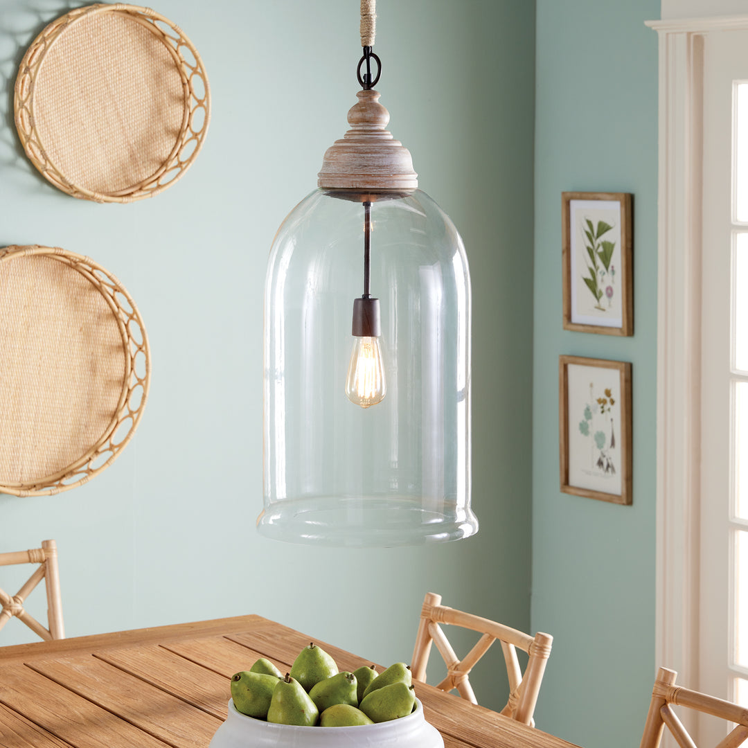 Glass Cloche Pendant Light 29"