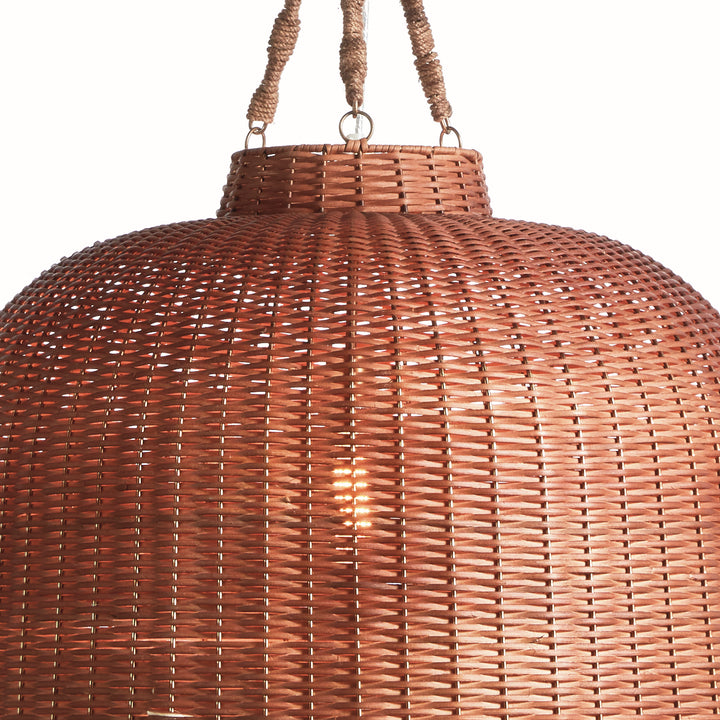 Large Bell-Shaped Rattan Pendant Light with Natural Finish