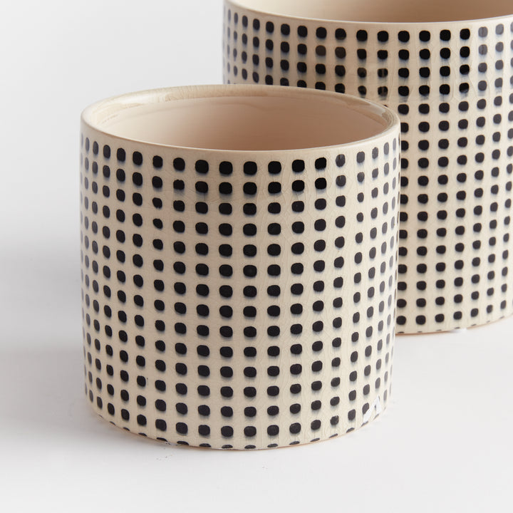 Ceramic Pot Set with Elegant Dotted Pattern for Transitional Spaces