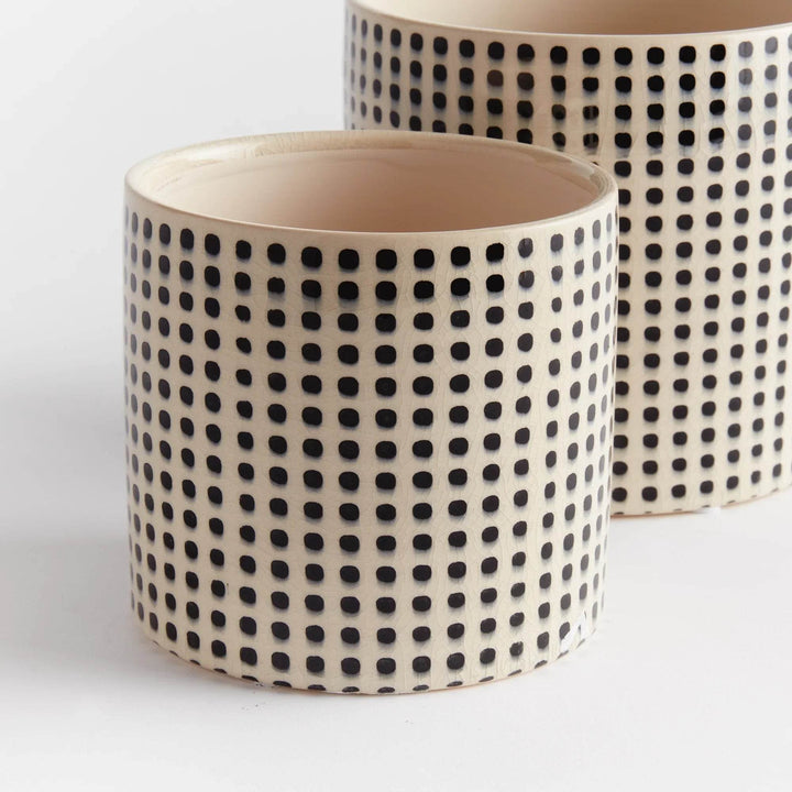 Ceramic Pot Set with Elegant Dotted Pattern for Transitional Spaces