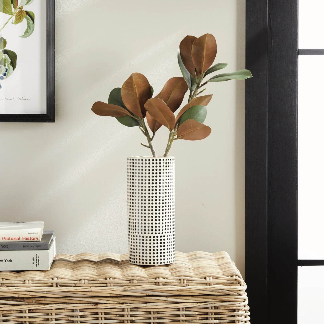 Modern Black and White Ceramic Vase With Flora